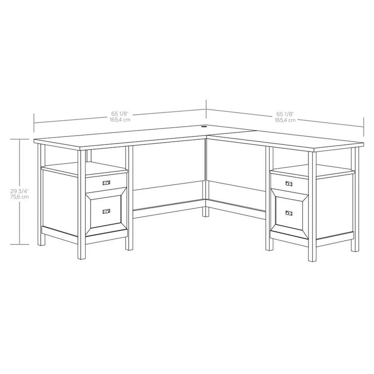L-Shaped White Engineered Wood Desk F77569