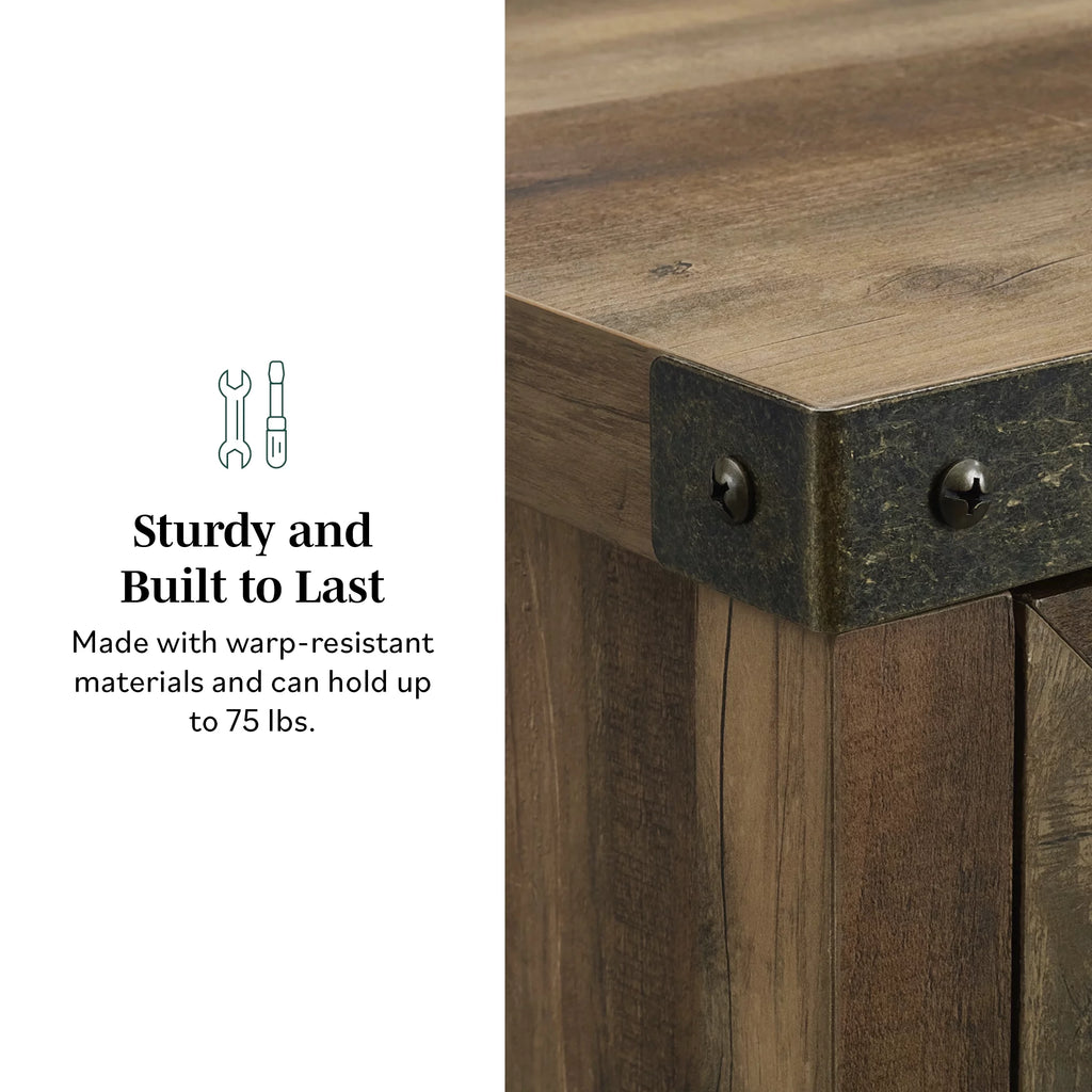 Grey Wash Sliding Barn Door Accent Cabinet E3757