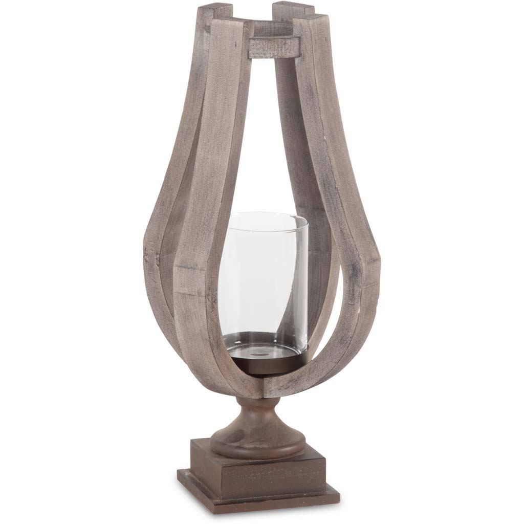 Beige Wood Candle Holder M97597