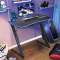 39.4 inch Blue Z-Shaped Gaming Desk with Headphone Hook Z89872
