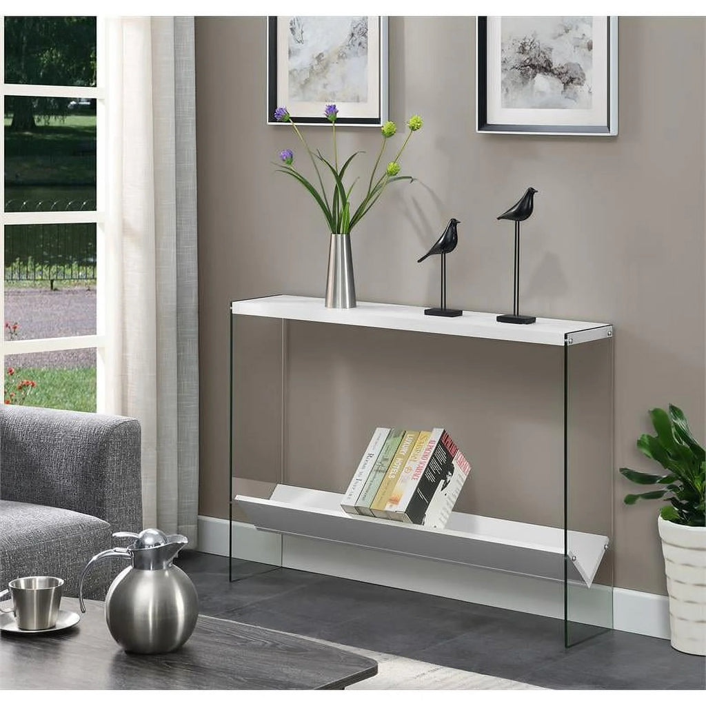 White Wood Console Table with Shelf F34161