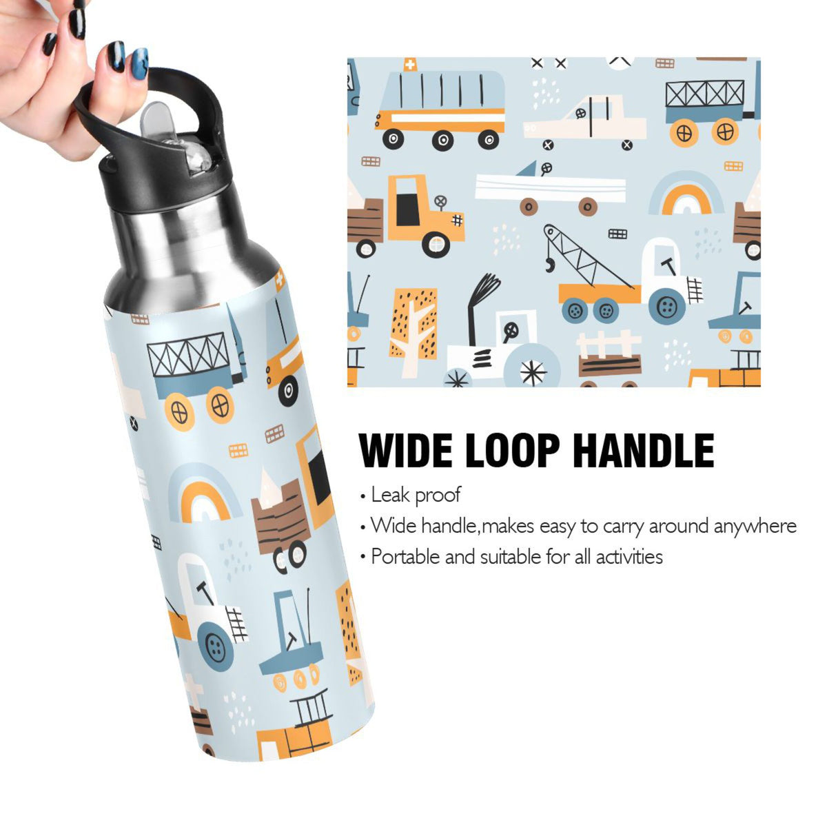 Blue Truck Stainless Steel Water Bottle with Straw Lid 20 OZ C4587