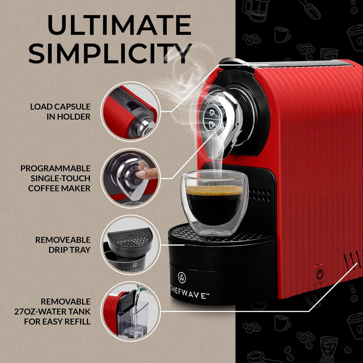 Espresso Machine Capsule Holder and Cups Bundle Z218