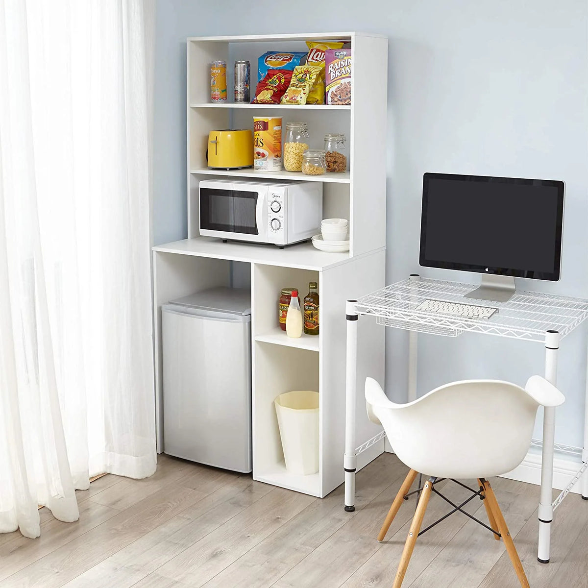 White Mini Fridge Dorm Station with Top B445