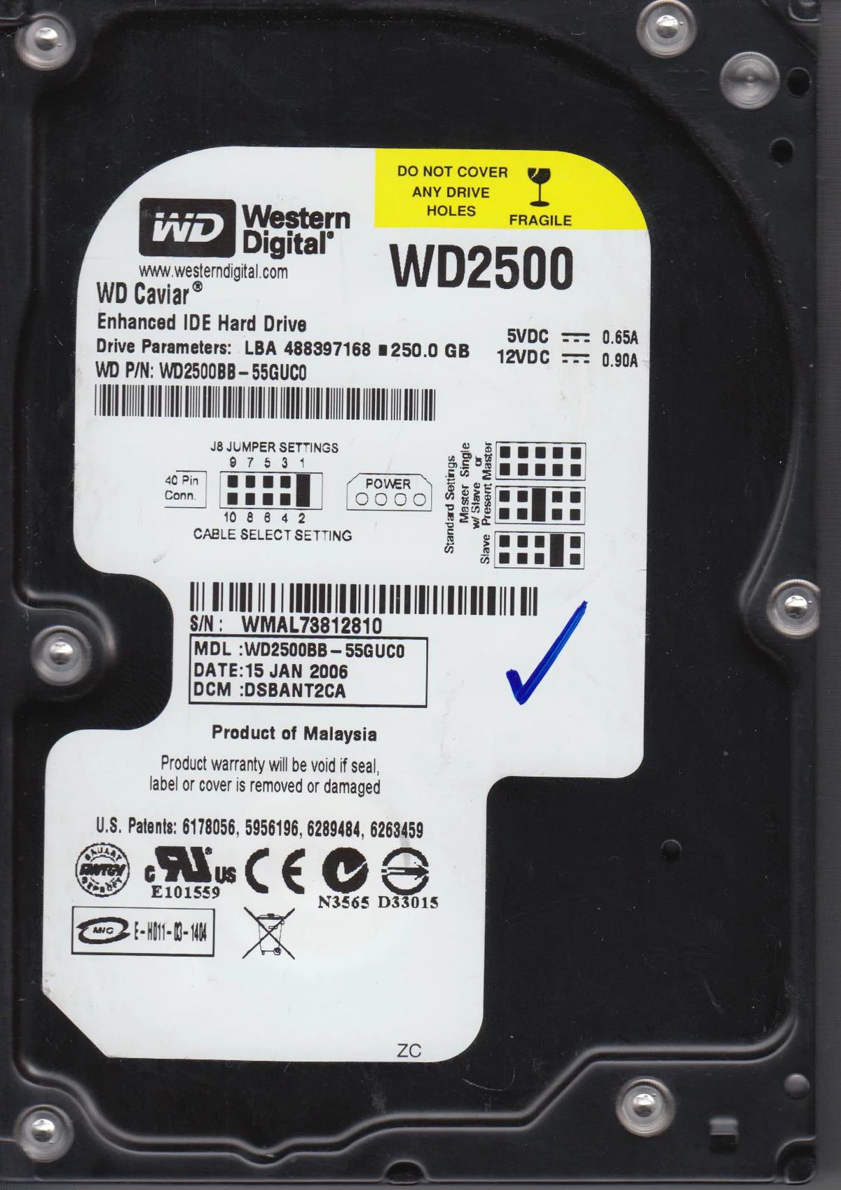 250GB IDE 3.5 Hard Drive F452