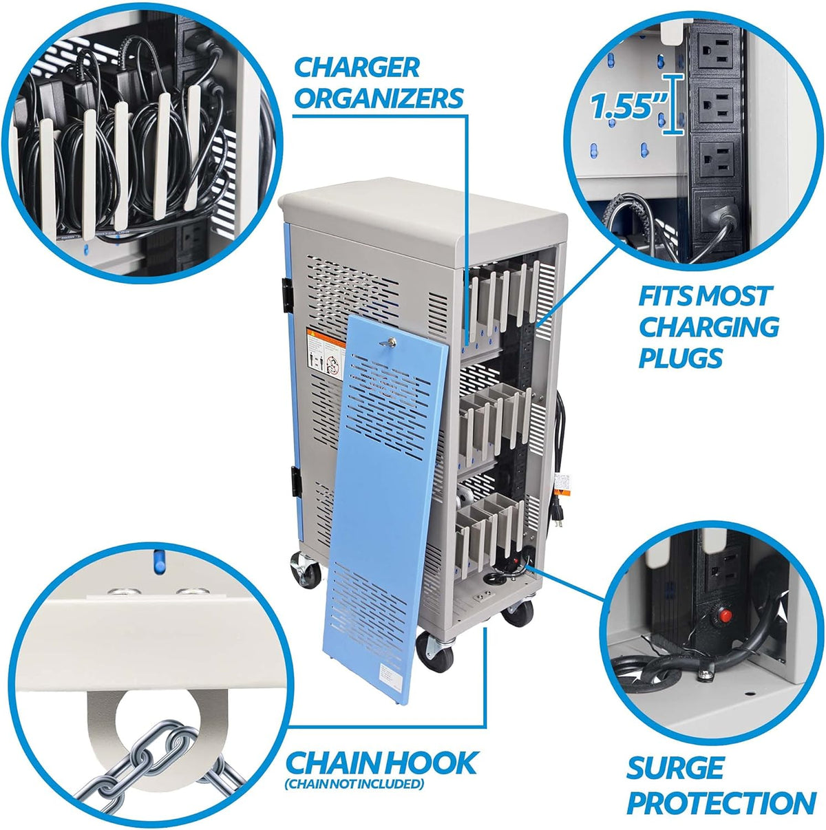 Locking Laptop Charging Cart for 18 Devices J834