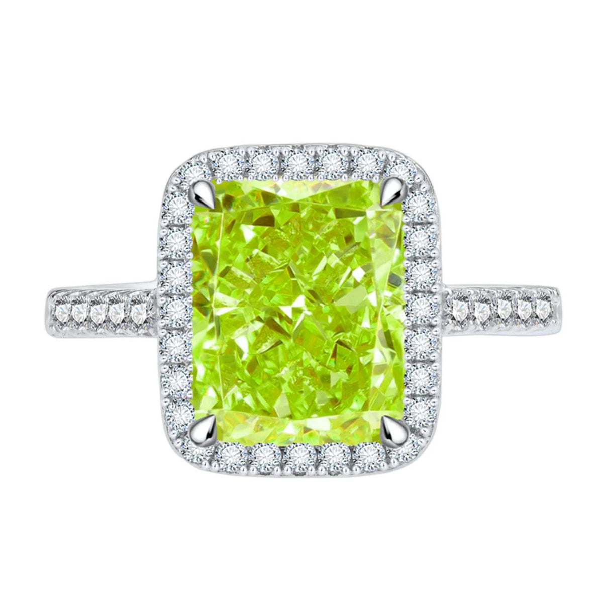 Radiant Cut 8*10mm Zircon Engagement Rings S925 Sterling Silver F4328