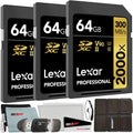 Pack of 3 64GB (192GB Total) SDXC UHS-II Memory Cards with Reader & Case J529062