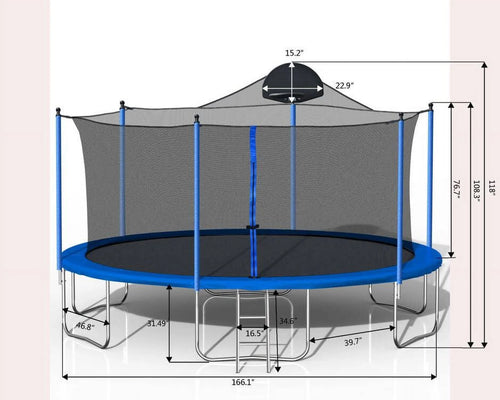 14FT Trampoline with Basketball Hoop, Ladder and Safety Enclosure Net U59931