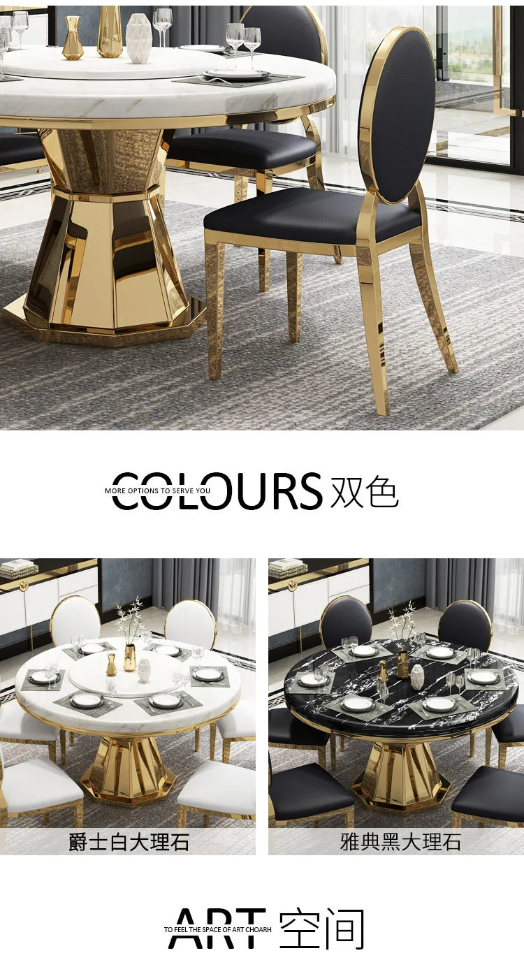 Marble Round Table with Turntable O585