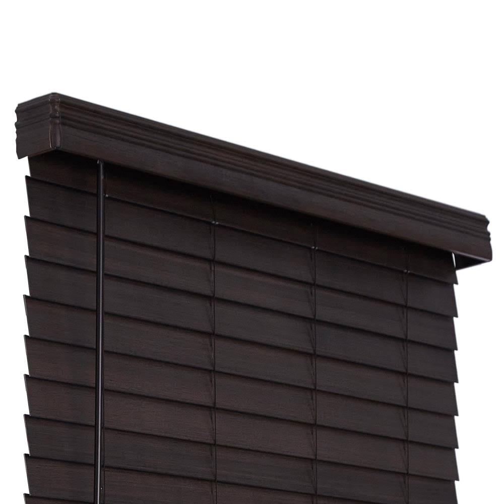 Brown Oak Cordless 2.5 in. Distressed Faux Wood Blind N670824