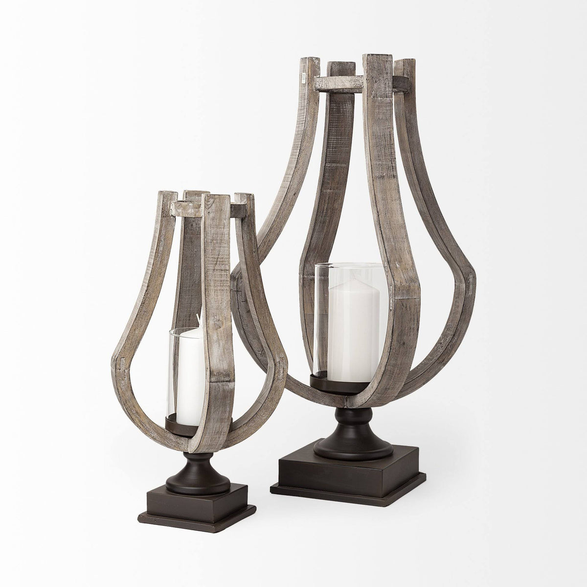 Beige Wood Candle Holder M97597