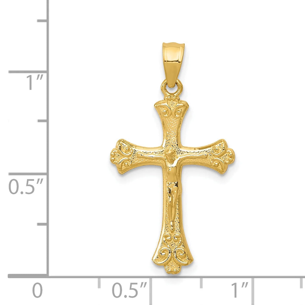 14K Yellow Gold Crucifix Pendant Charm H515135