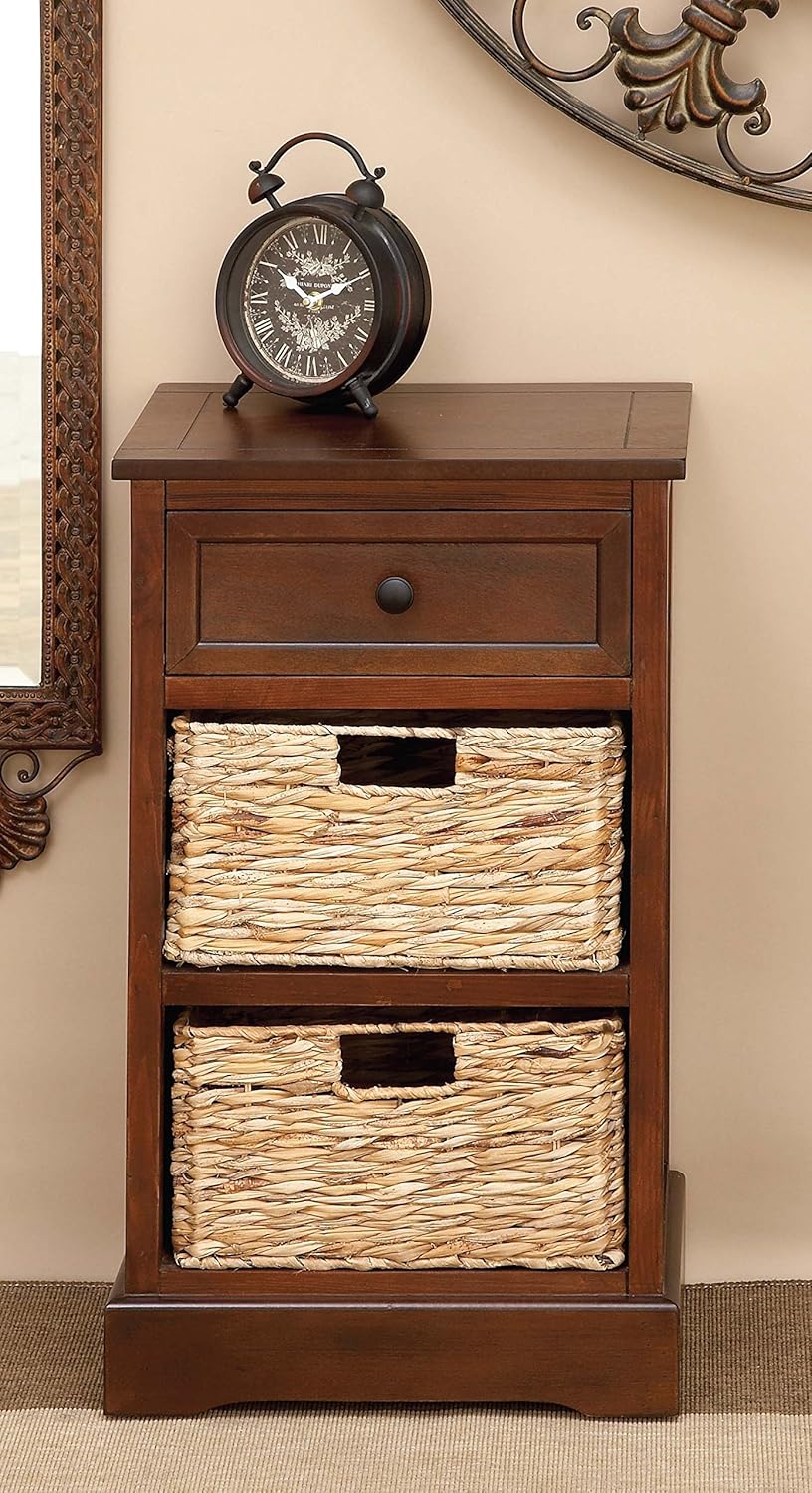 Modern Cabinet with 2-Wicker Basket H5728