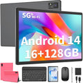 10 inch Android 14 Tablet with Keyboard, 16GB RAM 128GB ROM, Black V865960
