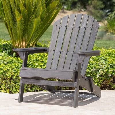 Dark Gray Solid Wood Folding Adirondack Chair Z18852