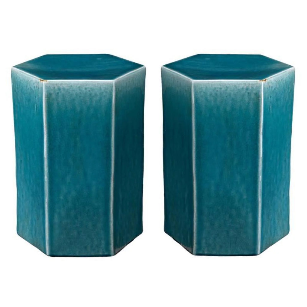 Ceramic Side Table in Azure Blue - Set of 2 Y81618