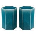Ceramic Side Table in Azure Blue - Set of 2 Y81618