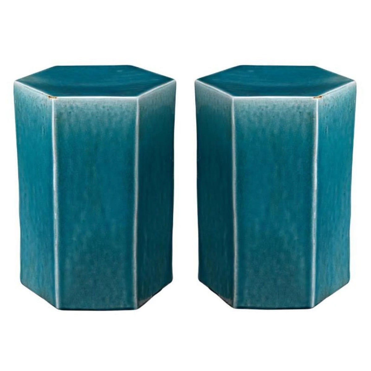 Ceramic Side Table in Azure Blue - Set of 2 Y81618