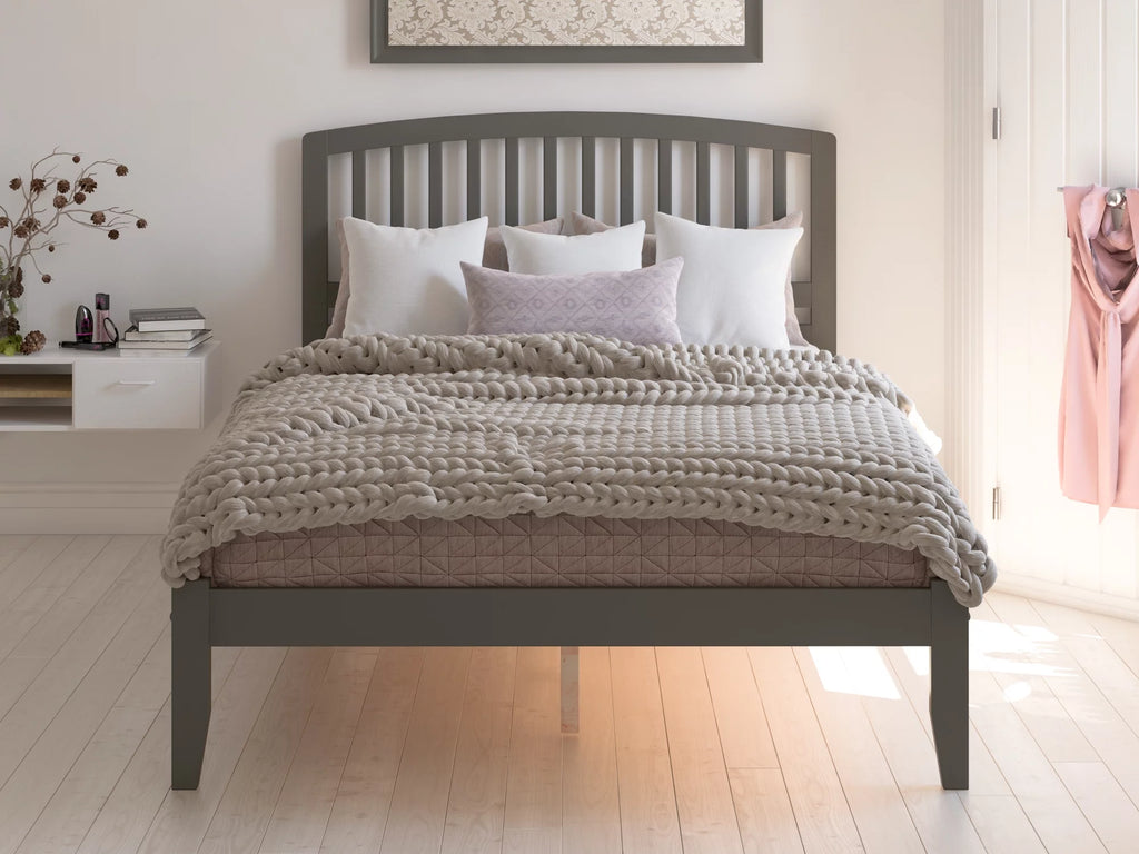 King Platform Bed with Open Foot Board in Grey B452993