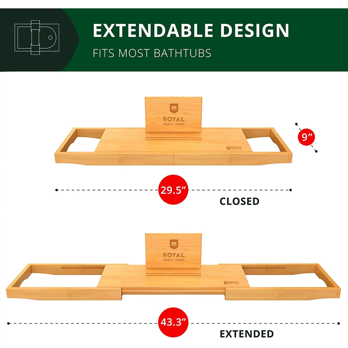 Natural Bamboo Bathtub Caddy X956731