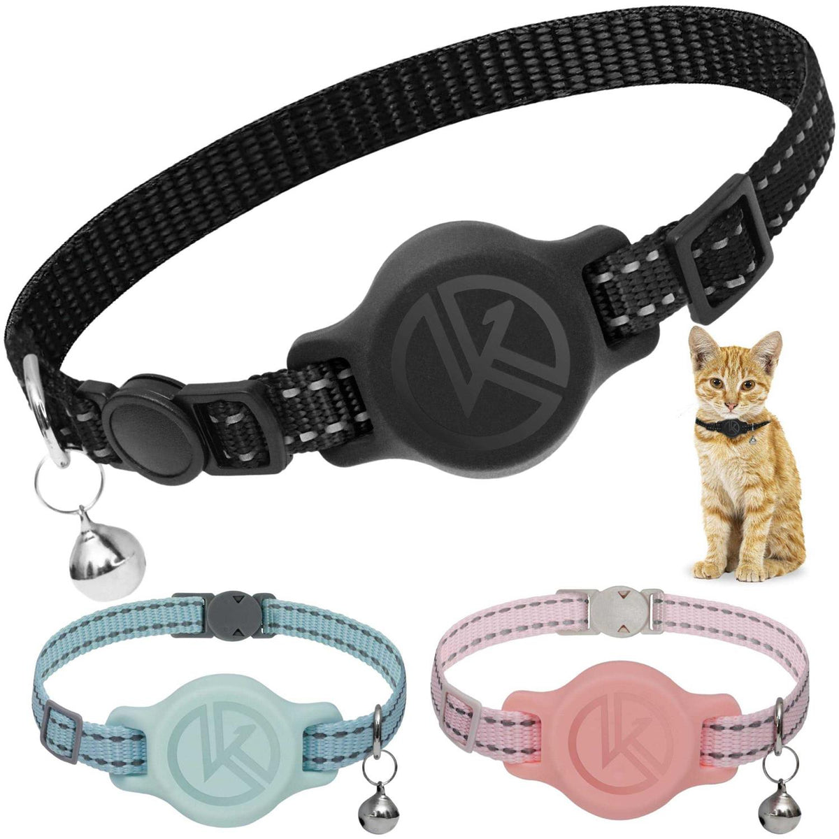 Reflective Breakaway Cat Collar with Tile Sticker Holder and Bell P813