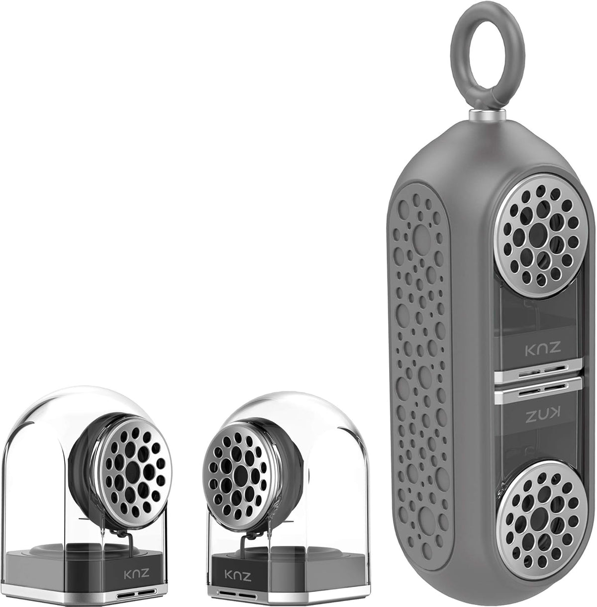 Portable Bluetooth True Wireless Speakers with Magnetic Connectable Base, Gray, Pack of 2 Q2401