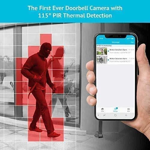 3MP WiFi Video Doorbell Camera with Colored Night Vision U231247