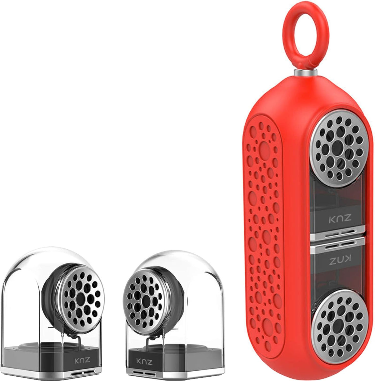 Portable Bluetooth True Wireless Speakers with Magnetic Connectable Base, Gray, Pack of 2 Q2401