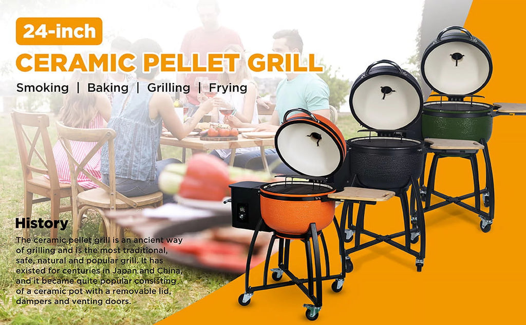 24" Ceramic Pellet Grill 4-in-1 G46046