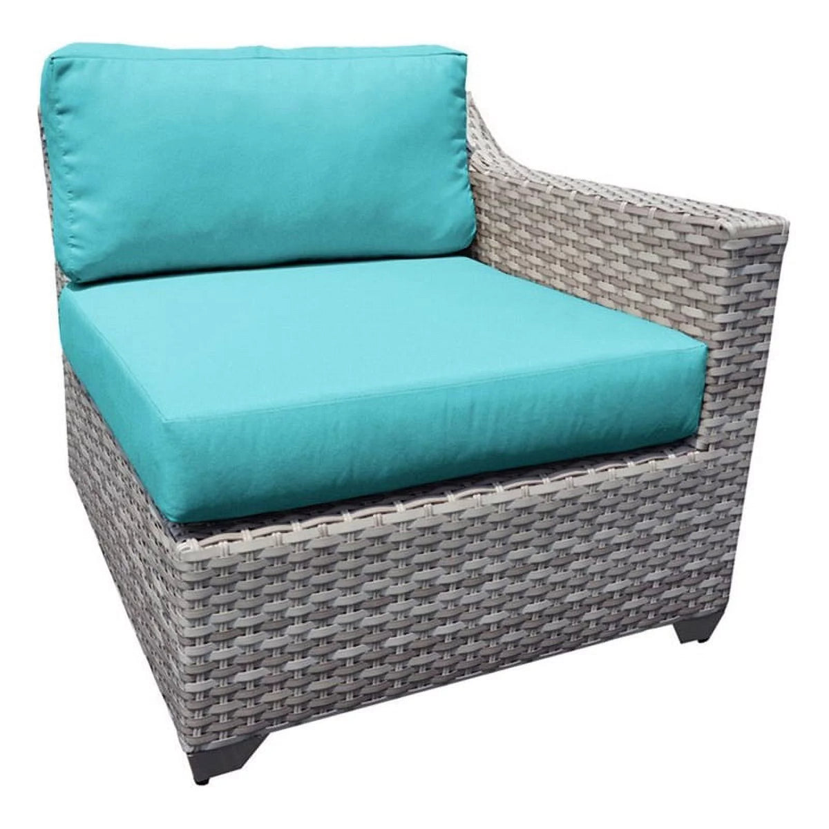 Turquoise Blue Resin Wicker Fabric Left Arm Patio Chair J588