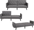 Espresso Faux Leather Tufted Convertible Sofa Bed X75882