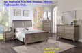 Grey 4p Eastern King Size Bed Dresser Mirror Nightstand G85551