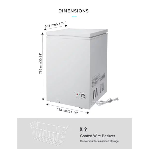3.5 Cu Ft Compact Chest Freezer with 2 Removable Baskets F47445
