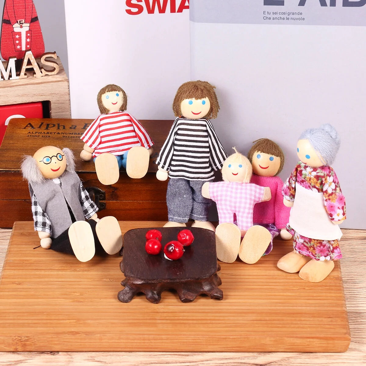 7pcs Wooden Dolls Pretend Play Set H2696