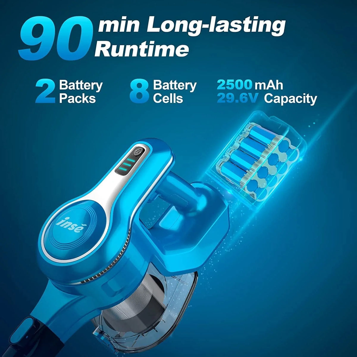 Cordless Vacuum Cleaner with 2 Batteries, 10-in-1 Lightweight Stick Vacuum Y363