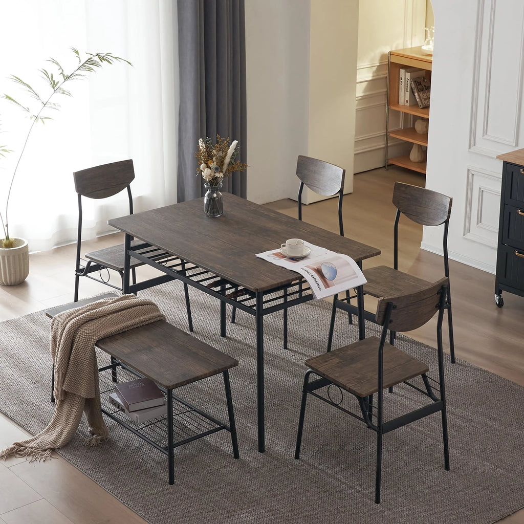 6-Piece Dining Room Set with 4 Chairs and 1 Bench X89290
