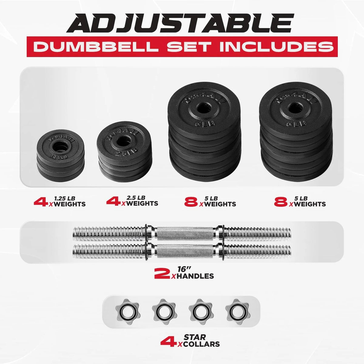 105 lbs Adjustable Cast Iron Dumbbell Set C587