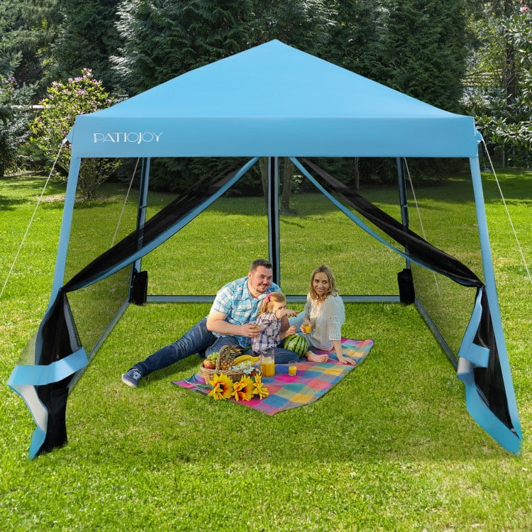 10 x 10 Feet Pop Up Canopy with Mesh Sidewalls K84096
