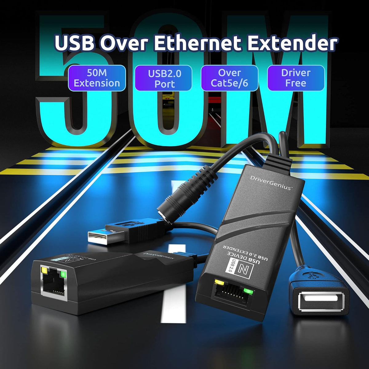 USB 2.0 Ethernet Extender Over Cat5e/Cat6/CAT7 T63487