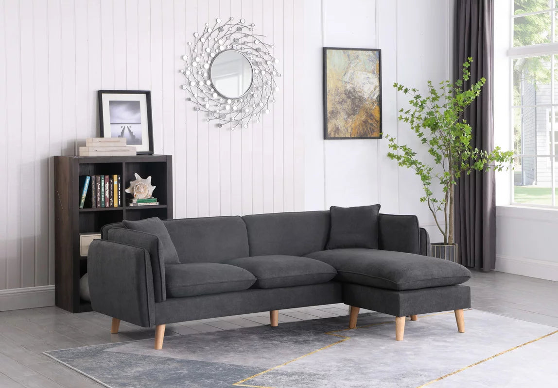 Reversible Sectional Sofa with 2 Pillows X85692