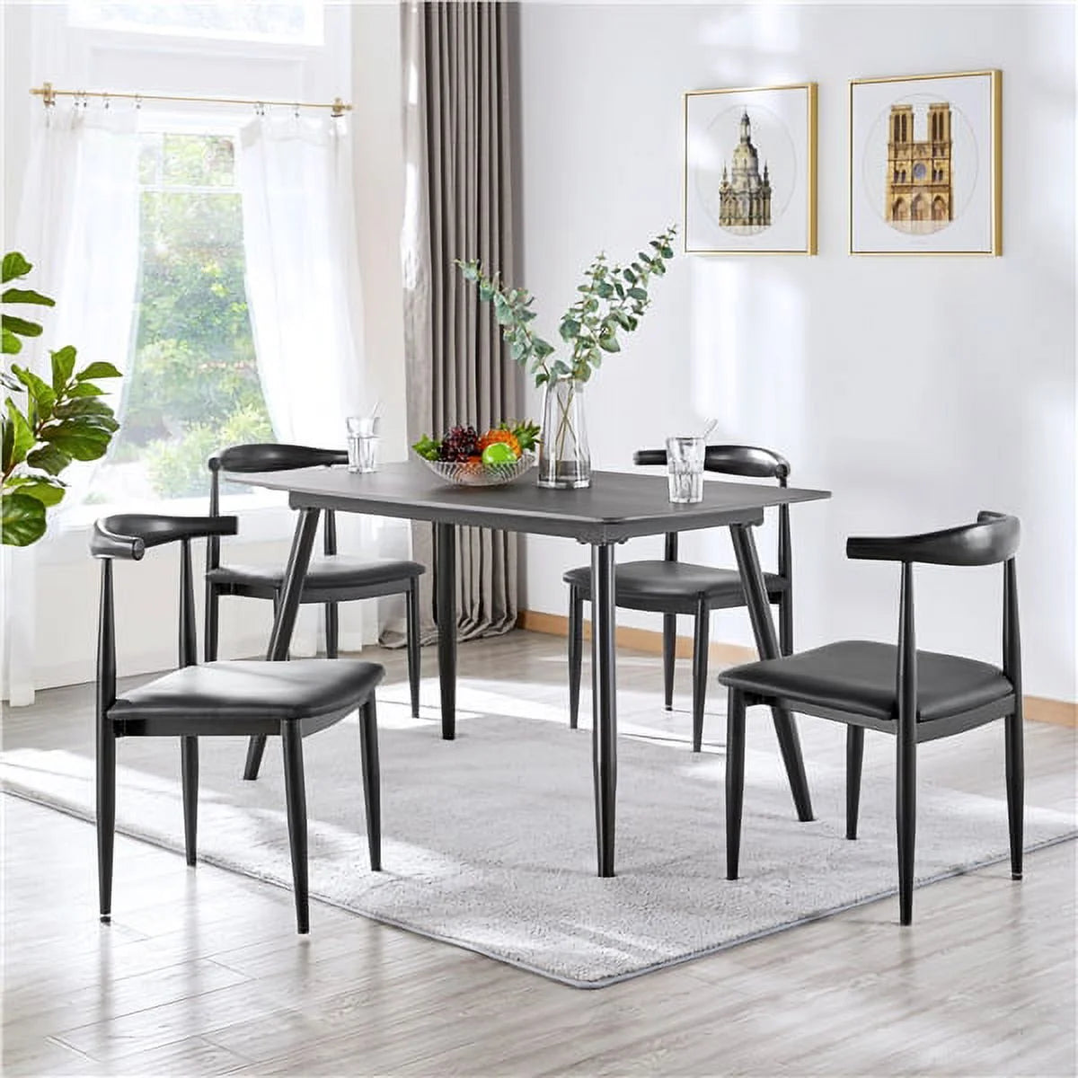 Black Faux Leather Armless Dining Chairs Set of 2 G740003