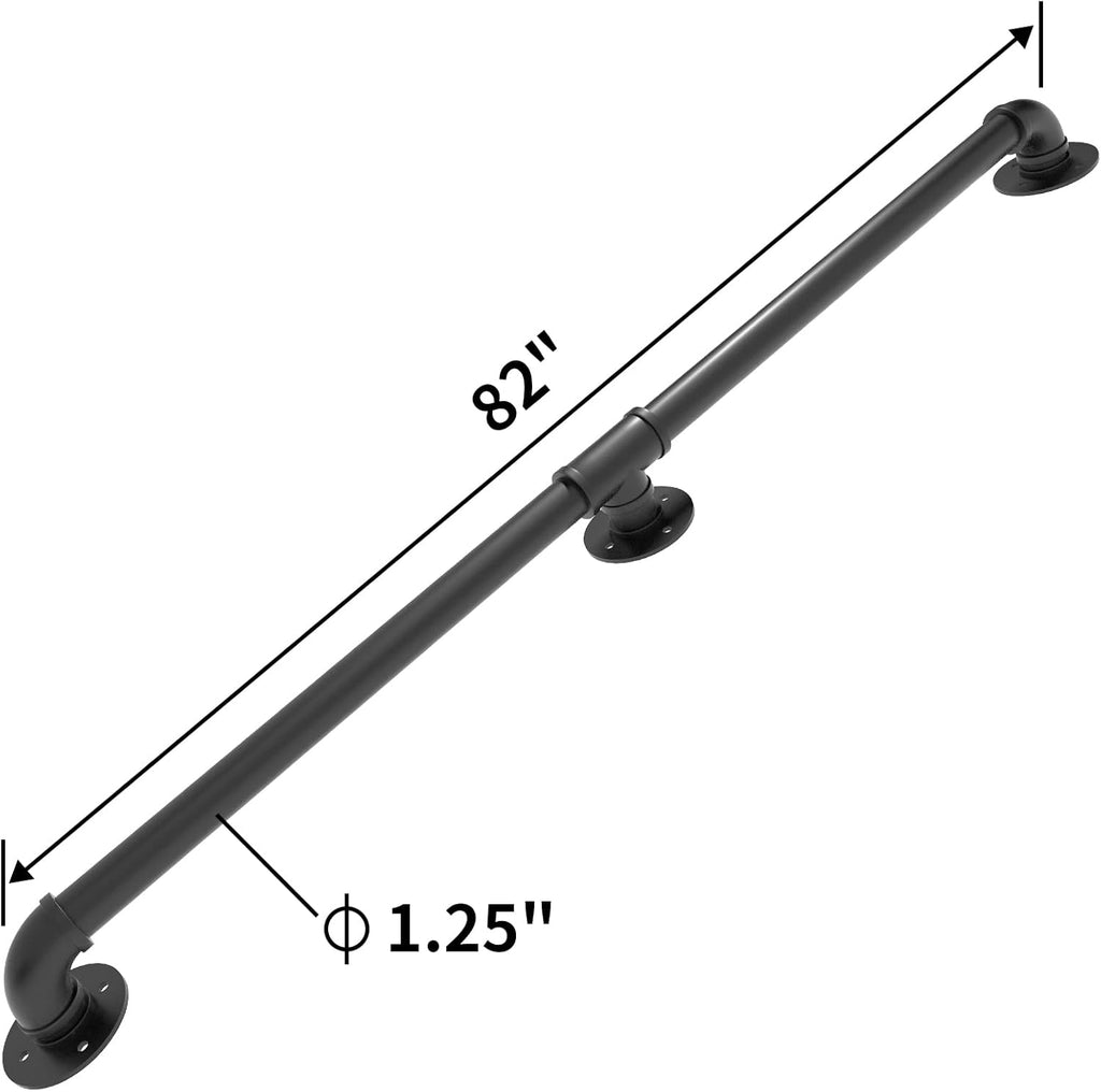 Wall Handrail 7FT/210CM, 1.25 Inch Tube Diameter, Galvanized Pipe Handrail I893