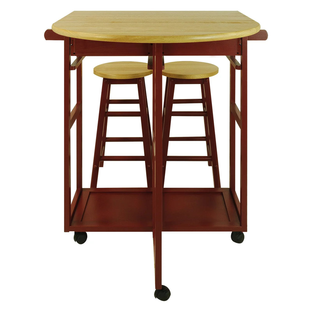 White Kitchen Cart with Drop-Leaf Table E2468