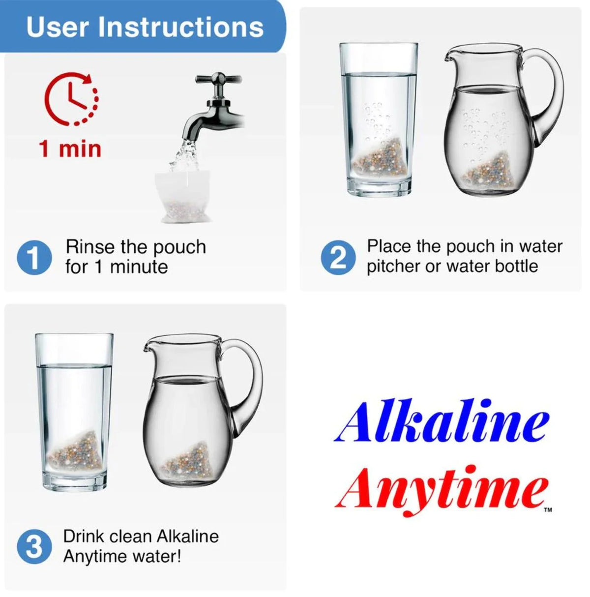Alkaline Anytime 100 Gram Premium Large Water Filter Pouch Y6334
