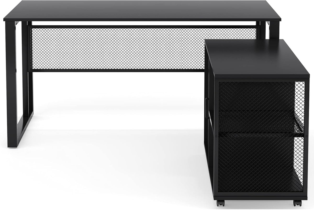 L-Shaped Computer Desk with File Cabinet K519708