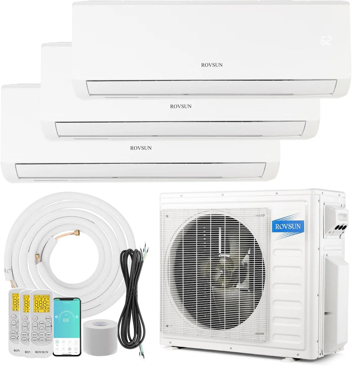 3 Zone 27000 BTU WIFI Mini Split AC/Heating System W4909
