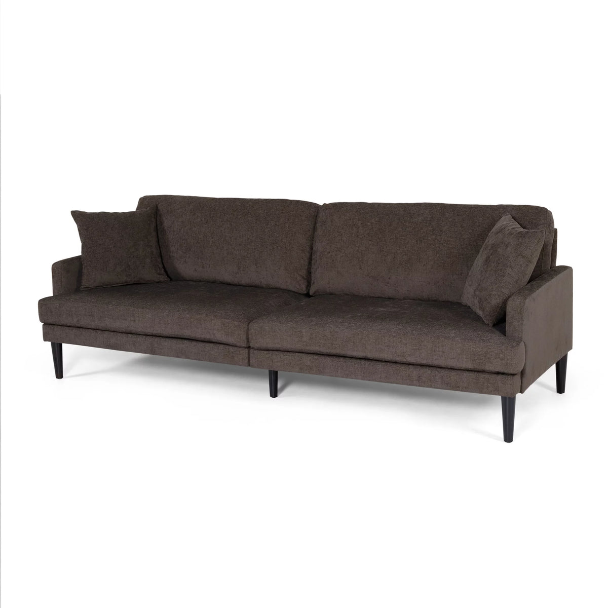 Brown 3 Seater Fabric Sofa with Accent Pillows U96951