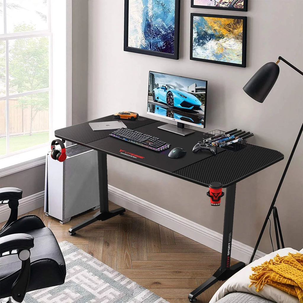 63 Inch Ergonomic Gaming Desk with Mouse Pad D370712