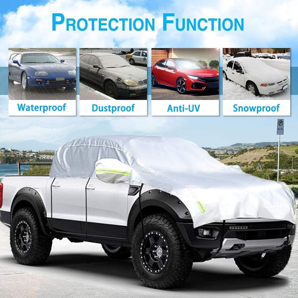 Half Car Cover with Cotton Waterproof Dustproof UV Resistant Snowproof Universal D655